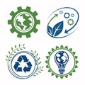 A set of vector logos on the theme of ecology and environmental protection. Royalty Free Stock Photo